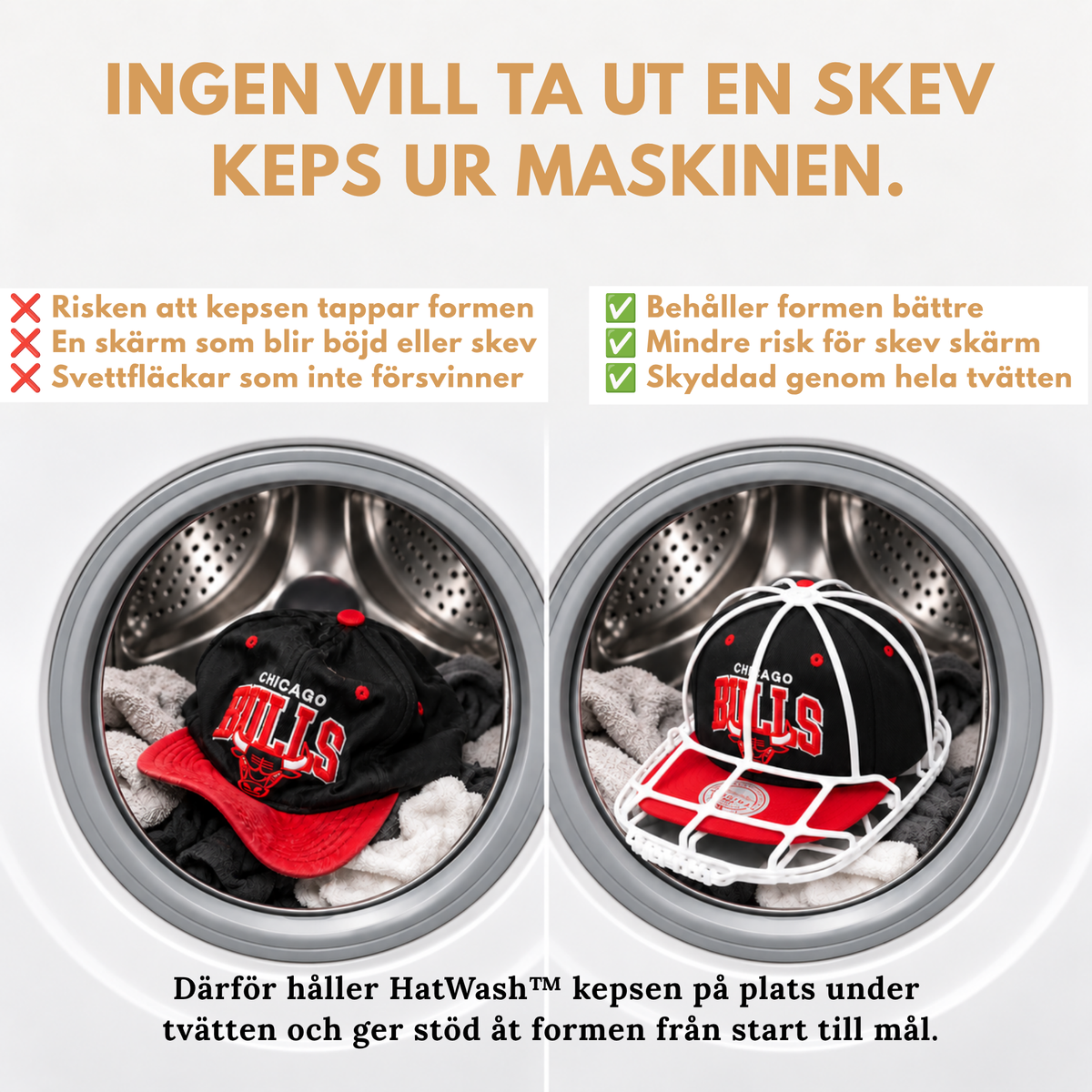 HatWash™ – Rena kepsar utan skrubbning eller förstörd form