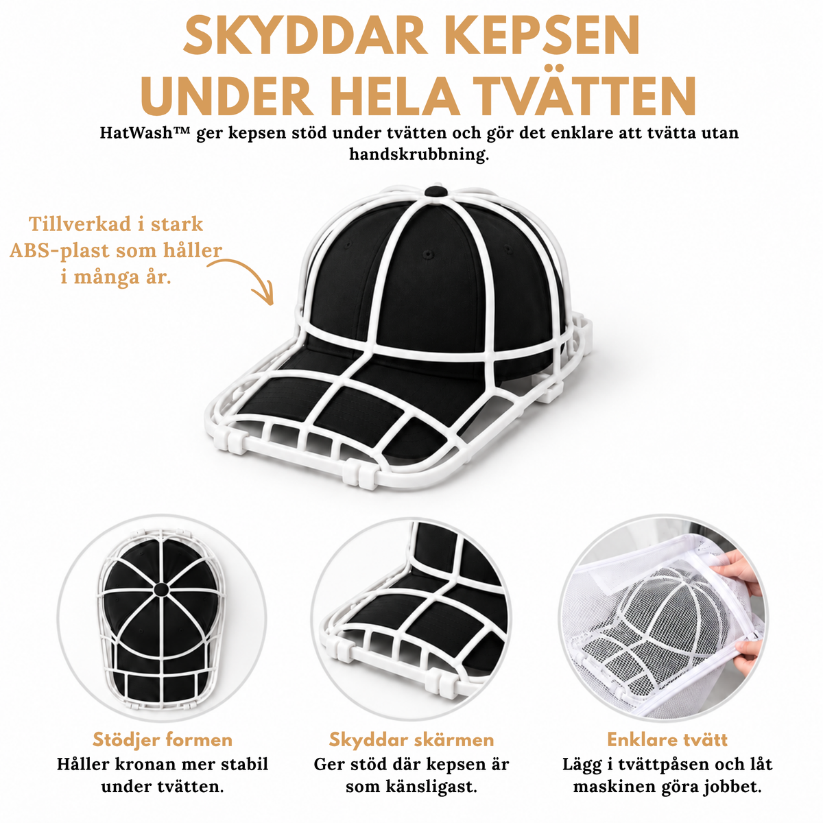 HatWash™ – Rena kepsar utan skrubbning eller förstörd form